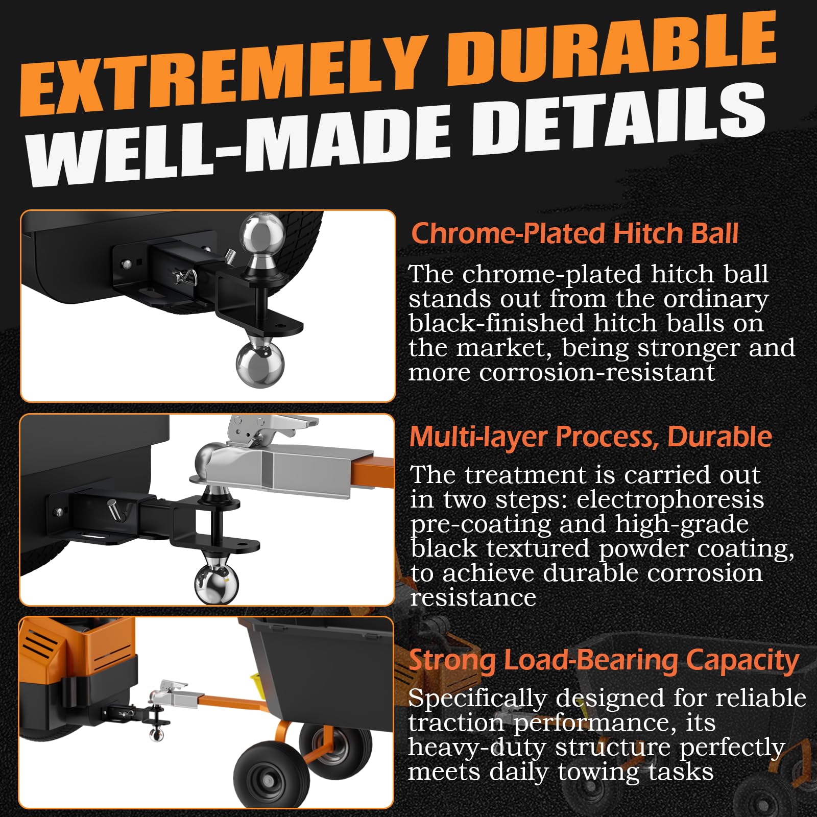 VRXSOND dual ball heads provide secure attachment for varied trailers.