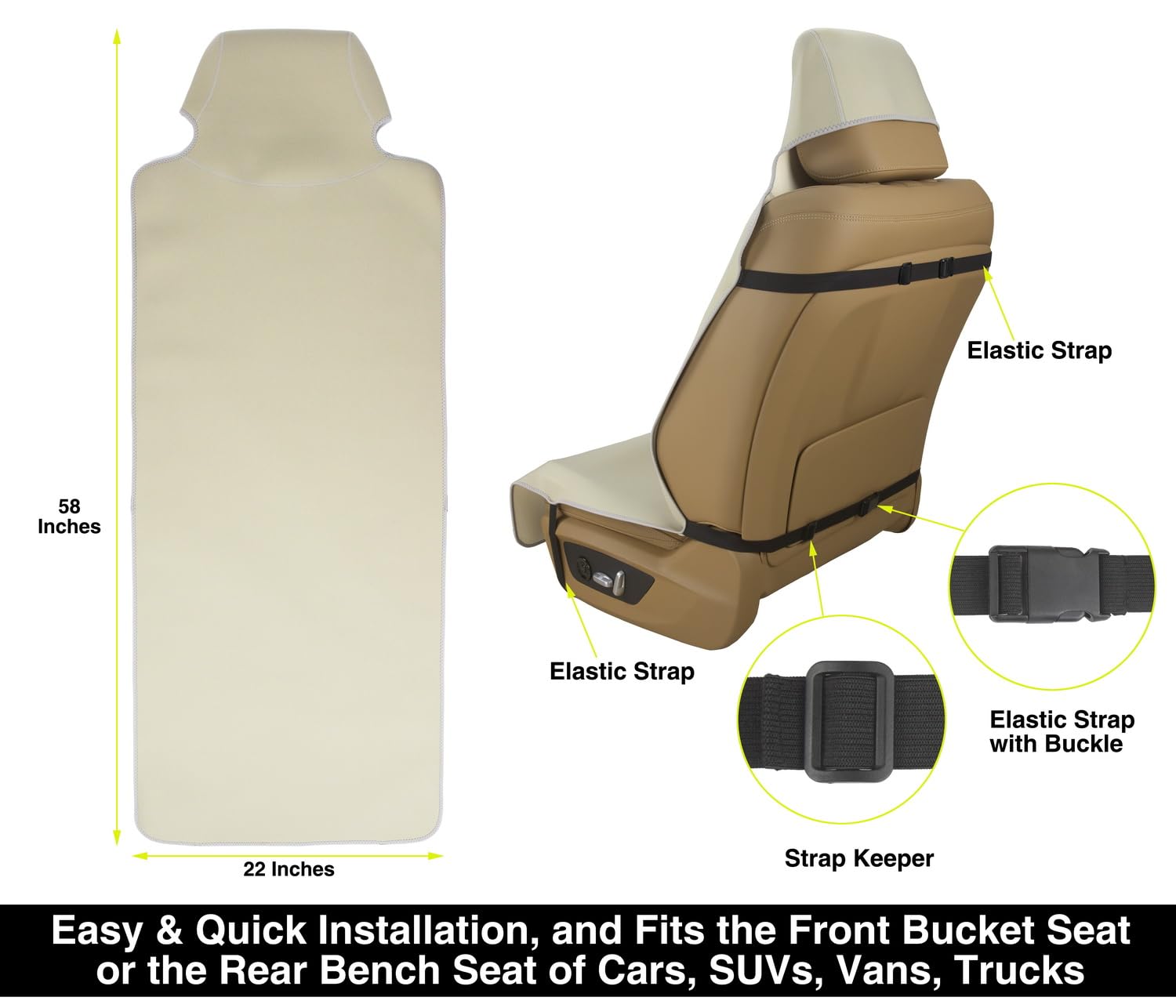 Airbags-compatible design ensures safe seating with VSHIELD seat cover.