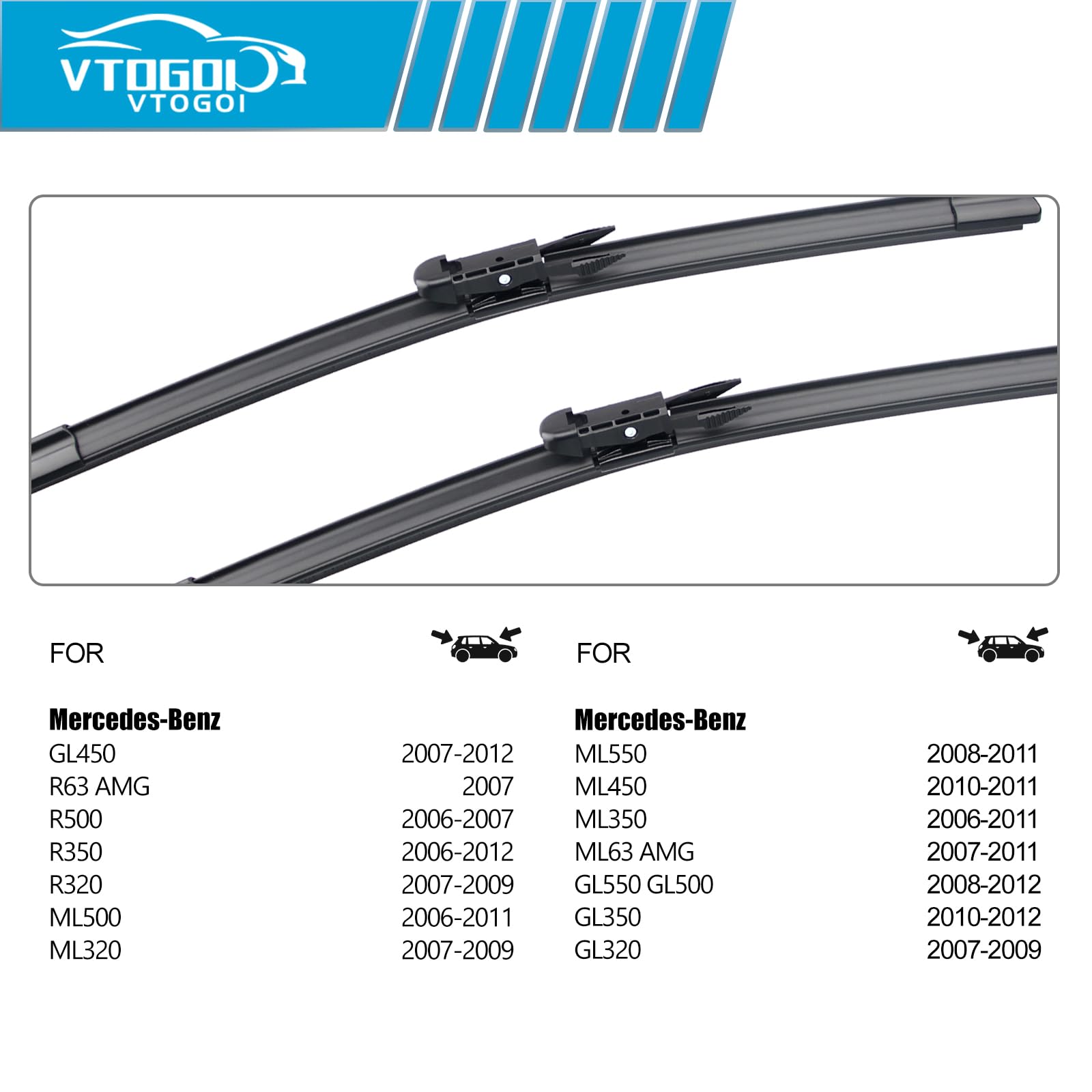 VTOGOI 12-inch rear blade keeps rear glass clean in wet conditions