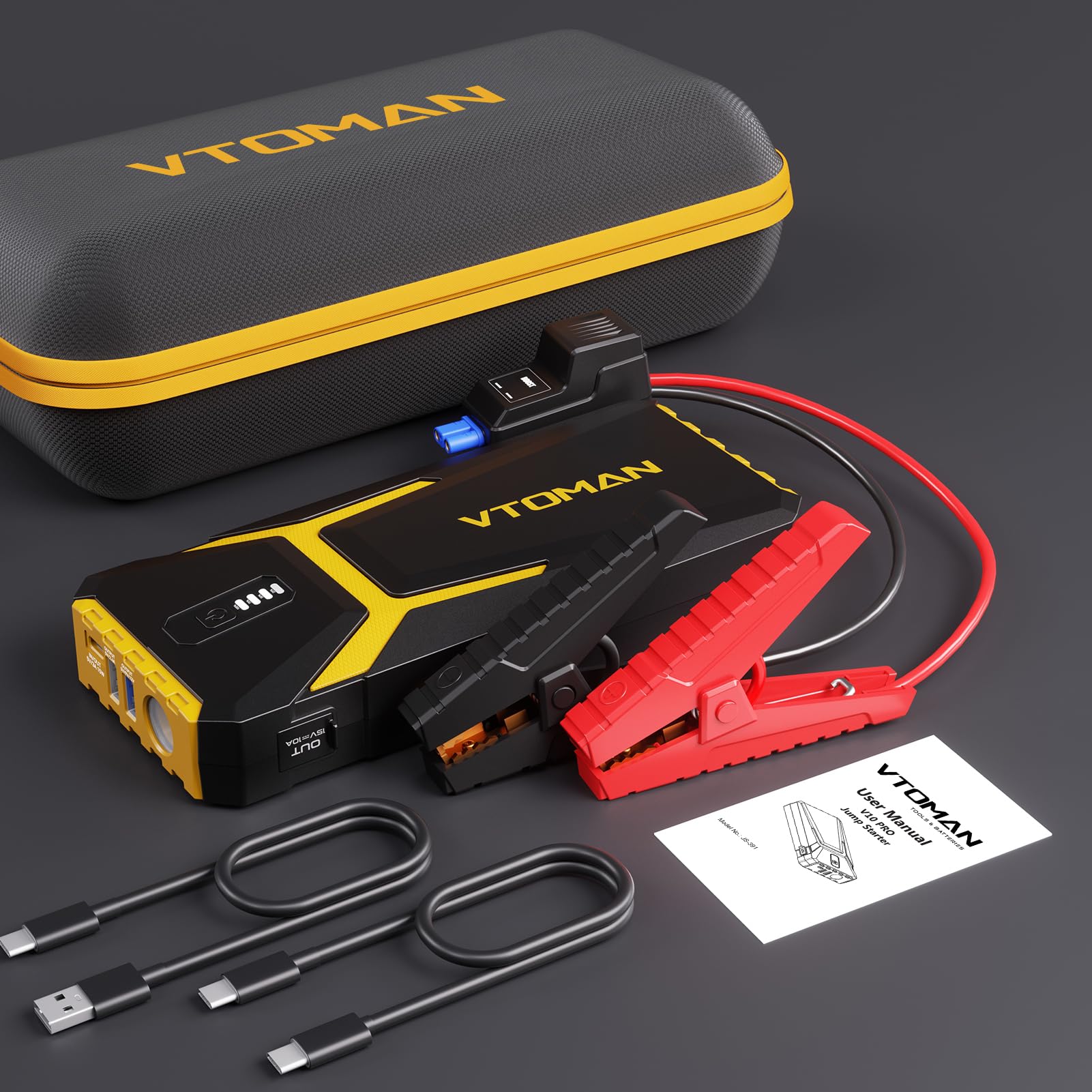 VTOMAN V10 Pro stored in trunk ready for camping and adventures.