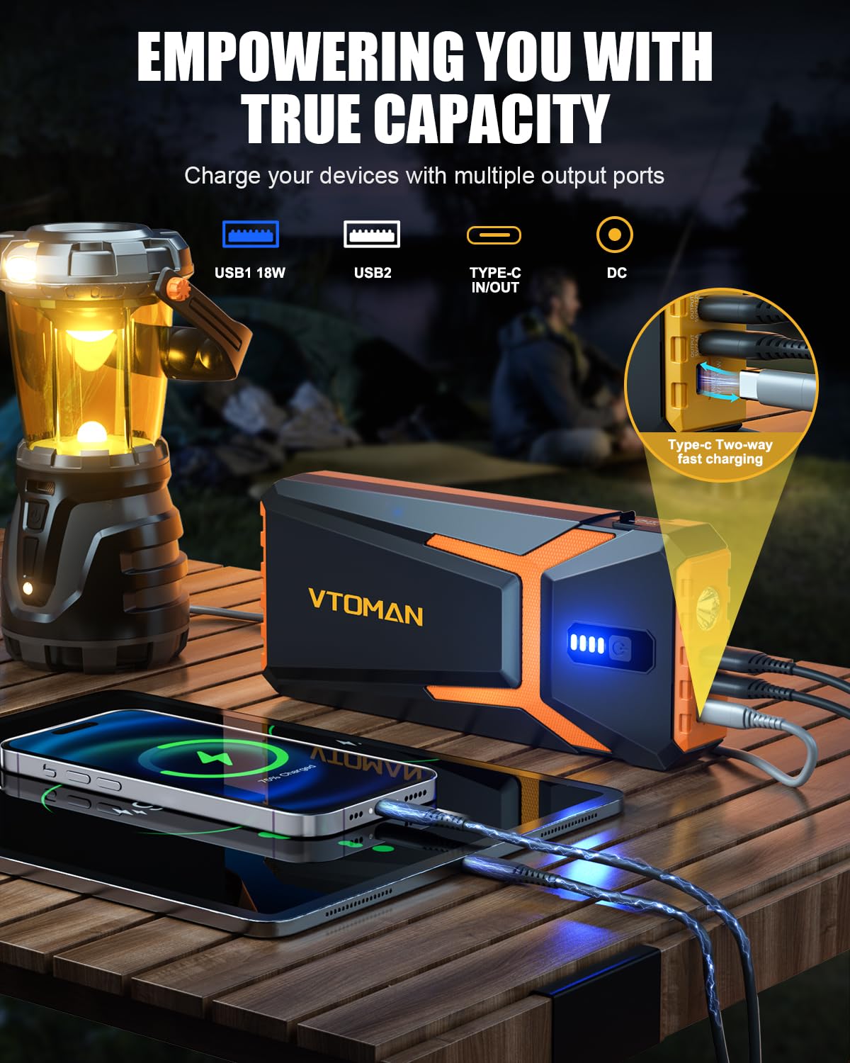 VTOMAN V10 smart jumper cable uses all-metal clamps for reliable connections.