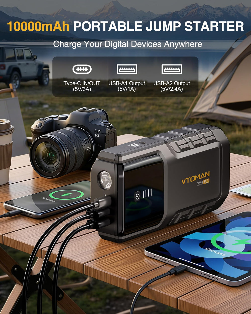 VTOMAN VL3 LED flashlight offers three emergency modes.