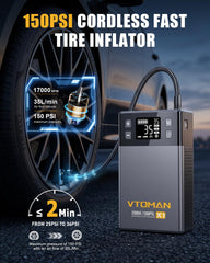 VTOMAN X1 air compressor digital display enables precise tire inflation