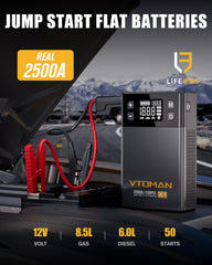 VTOMAN X1 jump starter side panel showing rugged design for outdoor use