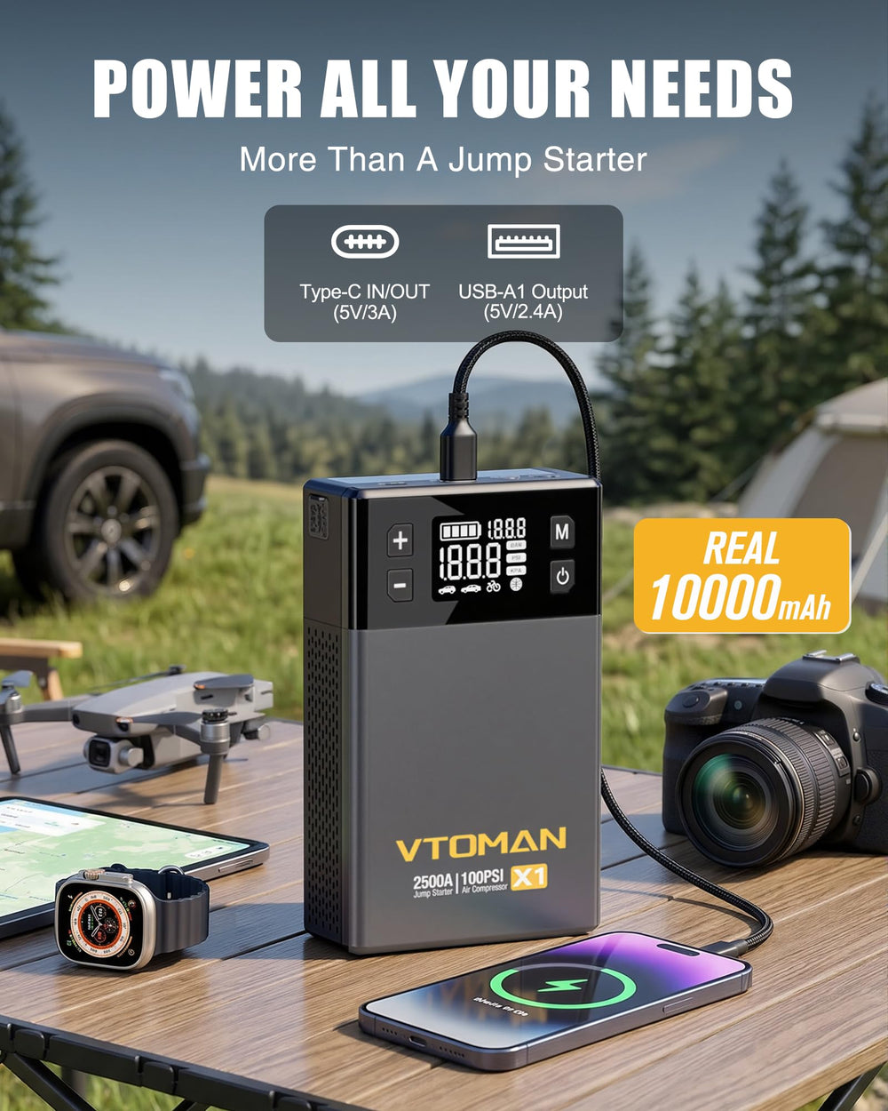 VTOMAN X1 LED emergency light for signaling in urgent situations