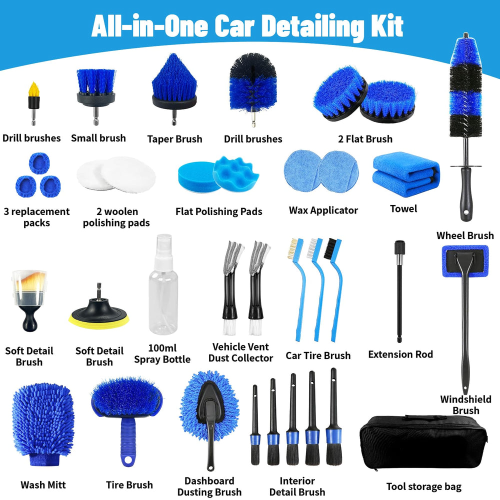 VTSHENY detailing brush set with soft bristles prevents scratches.