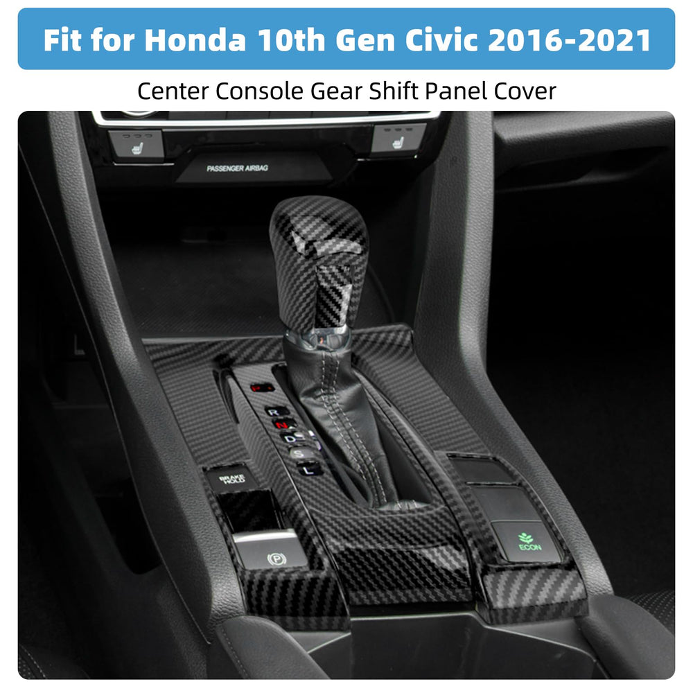 VTVWNM carbon-fiber center-console panel cover boosts durability and sport vibe in Civic.