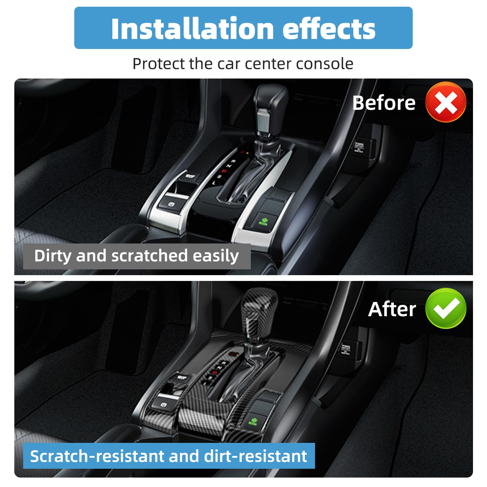 VTVWNM carbon-fiber texture center-console cover protects interior trim while upgrading style.