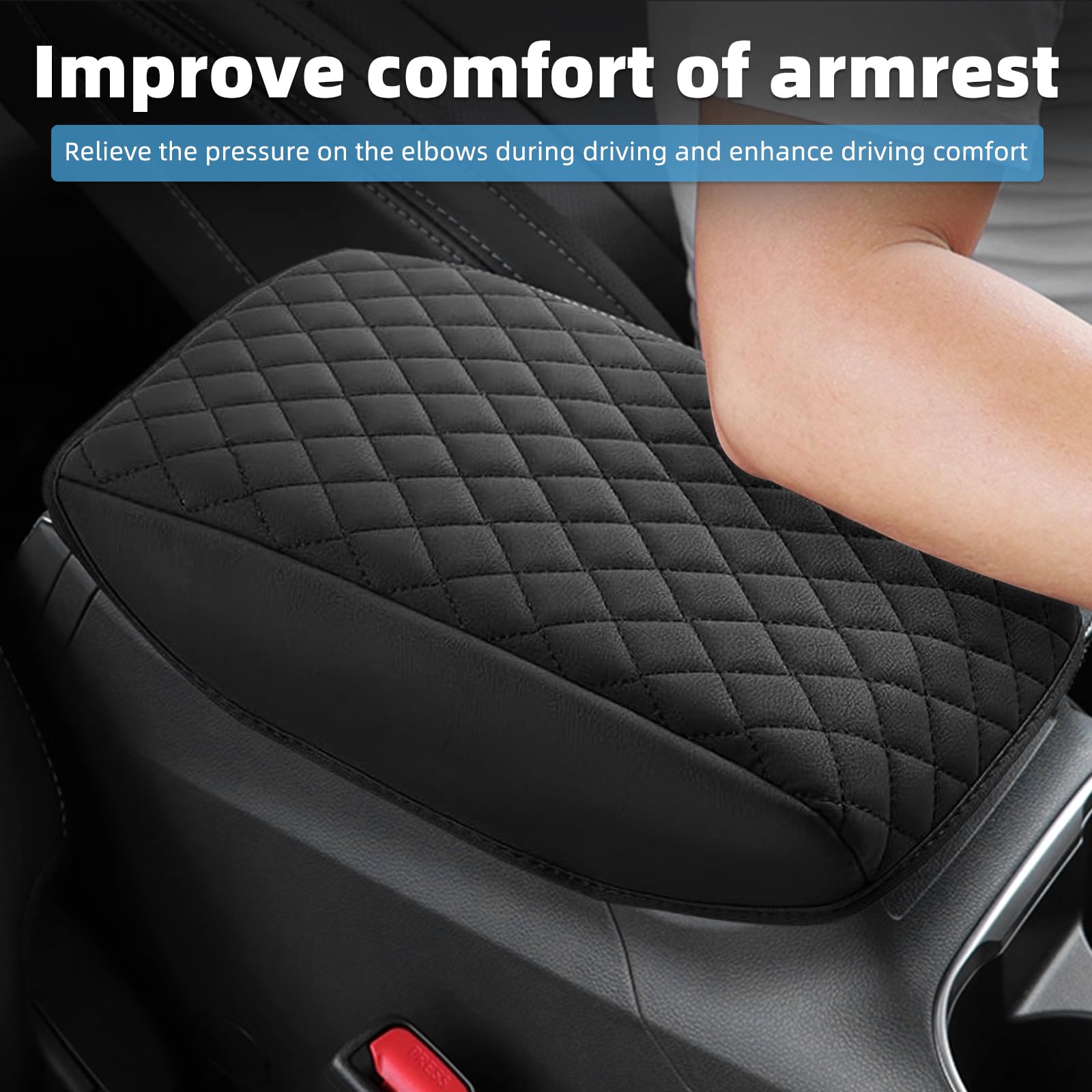 VTVWNM armrest cover side view shows secure anti-slip fit for Forester cabin.