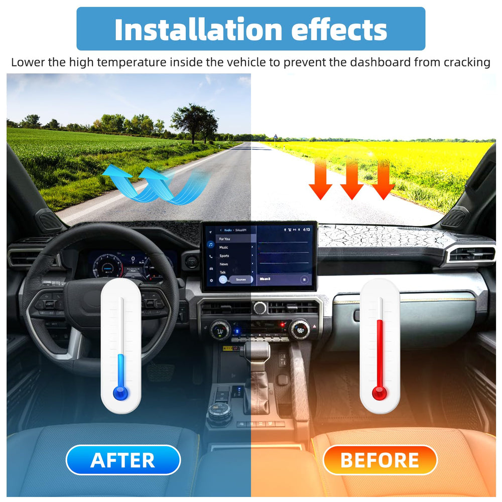 VTVWNM dash cover heat-insulation layer helps keep the cabin cooler on sunny days.