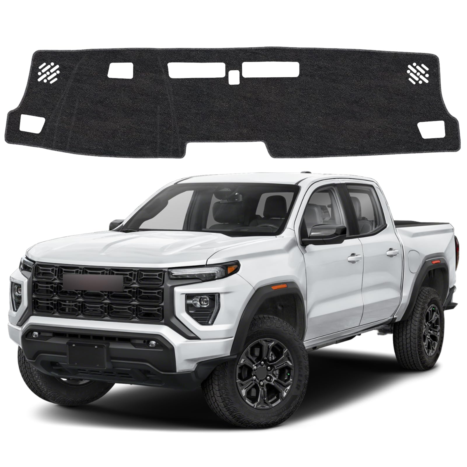 VTVWNM dash cover mat on Chevy Colorado dashboard reduces glare