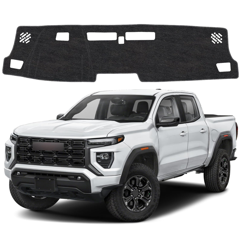 VTVWNM dash cover mat on Chevy Colorado dashboard reduces glare