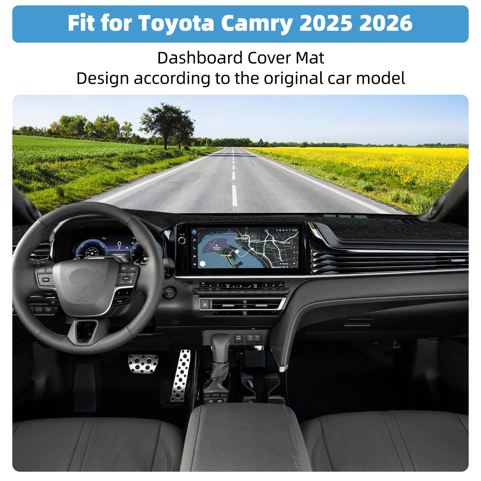 VTVWNM dash cover mat anti-slip bottom keeps the mat steady during driving.