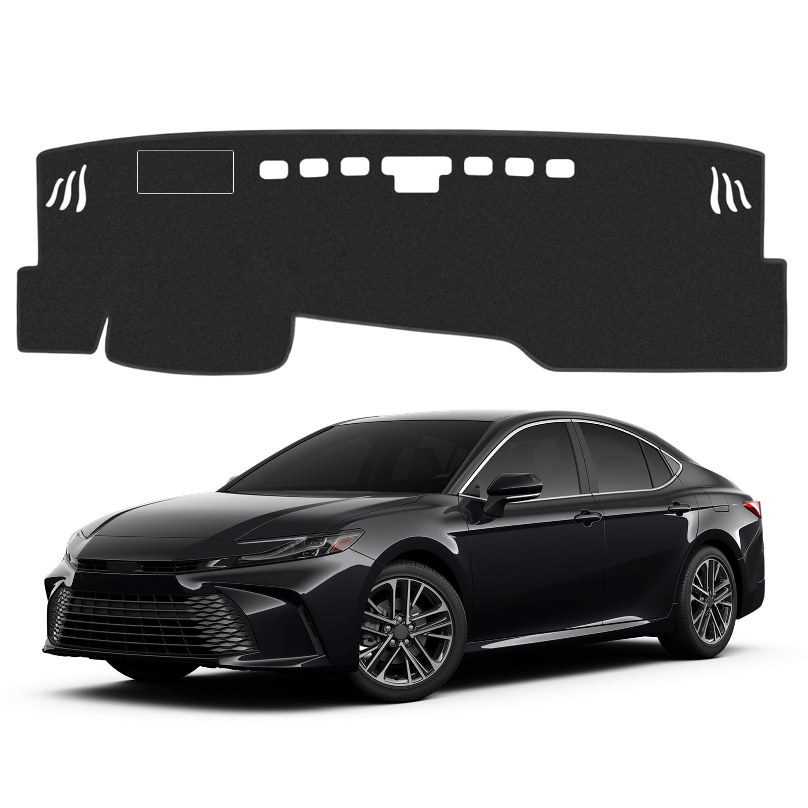 VTVWNM dash cover mat on Toyota Camry 2025-2026 front view reduces glare and protects the dash.