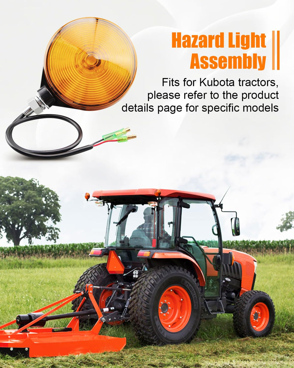 Vudajuley amber hazard light for Kubota L3240 – rear view improves signaling.