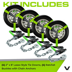 VULCAN chain anchors compatible with rails, D-rings and stake pockets.