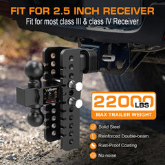 Vullteeon 2.5-inch receiver entry enabling quick one-handed alignment.