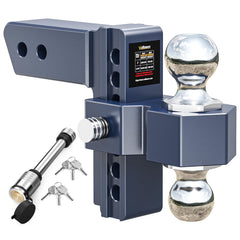 Vullteeon adjustable hitch showing 6-rise/drop for level towing