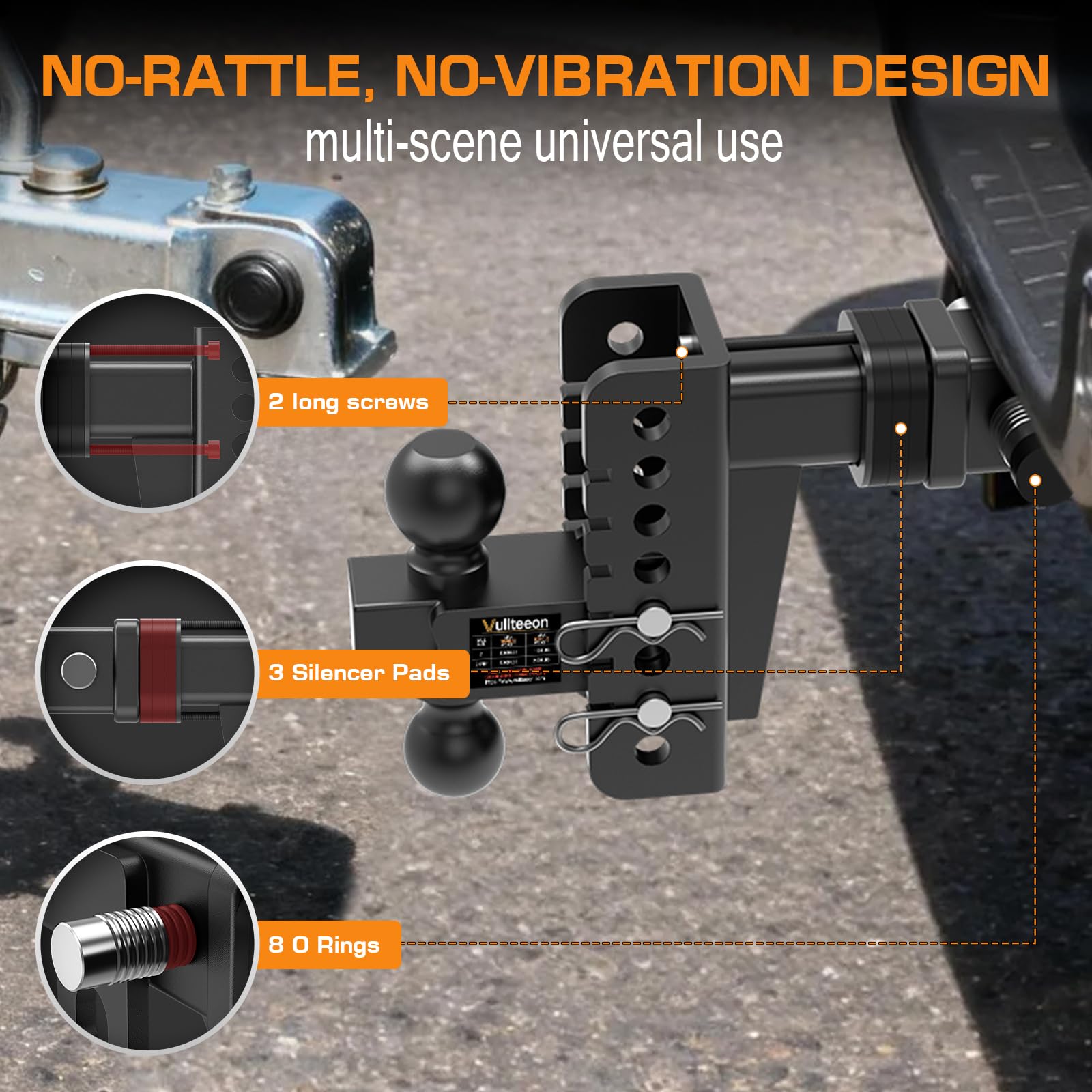 Vullteeon dual ball mount switching between 2 inch and 2-5/16 inch options