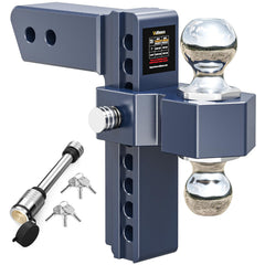 Vullteeon adjustable hitch with 8-inch rise for level towing across varied trailer heights.