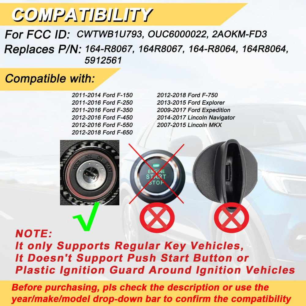Vurkcy Ford Explorer key fob with full 4-button layout for easy use.