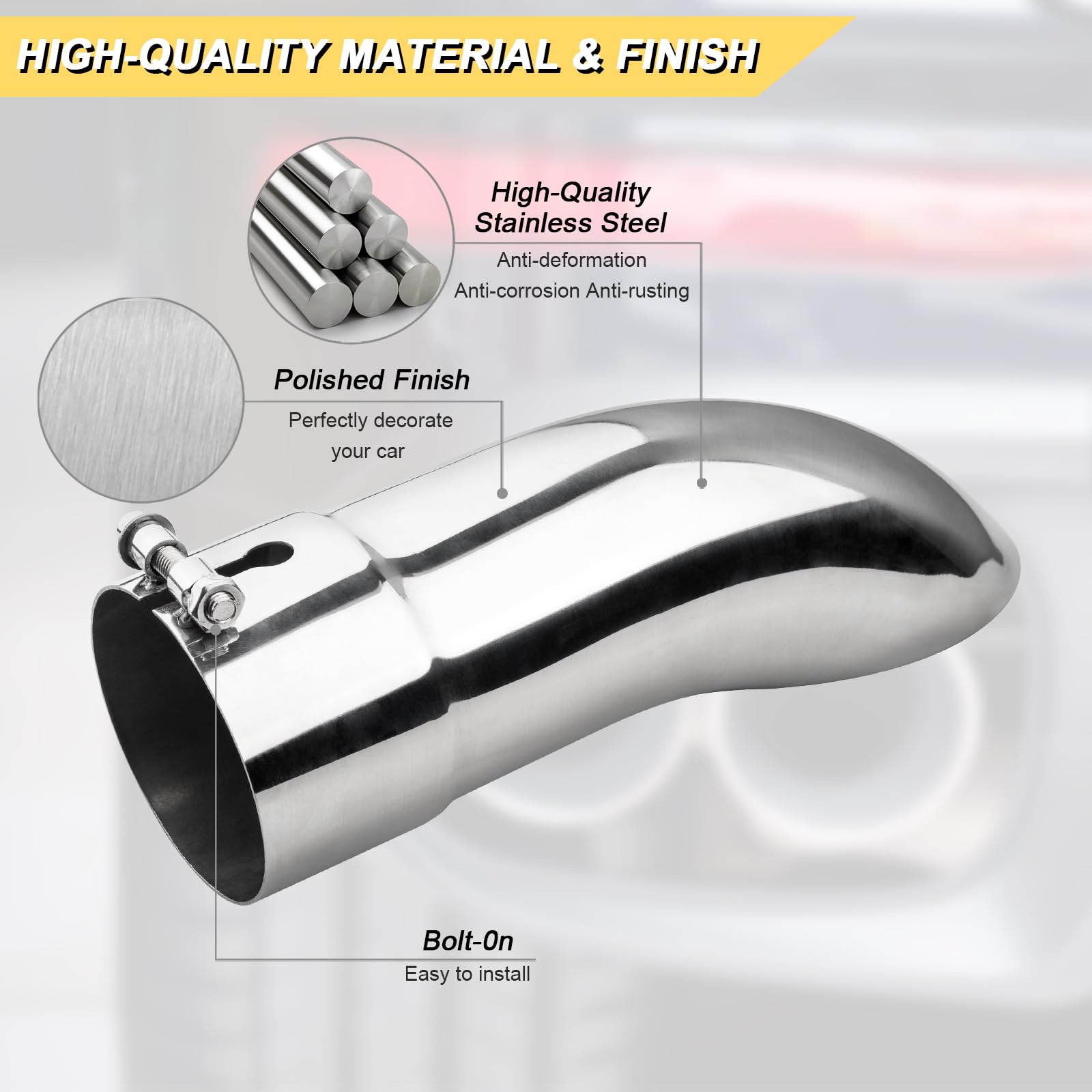 Vurkcy 3.5-inch outlet tailpipe with 12-inch length fits many systems.