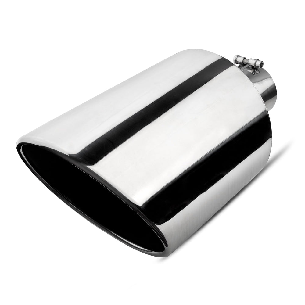 Vurkcy exhaust tip showing the 4-inch inlet and 10-inch outlet for universal fit.