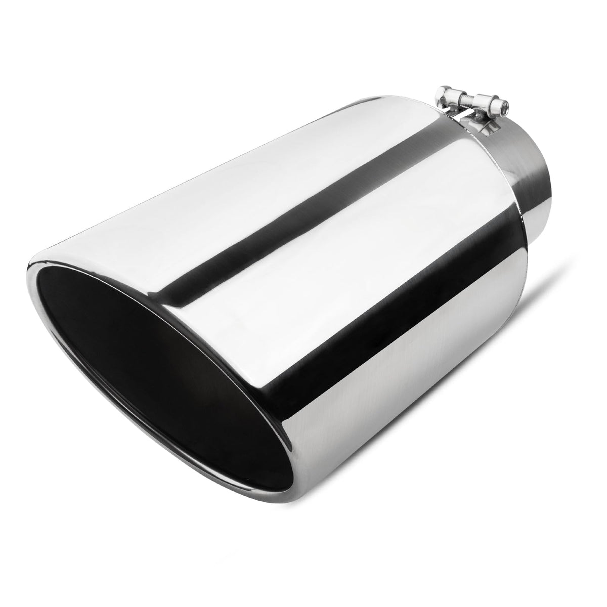 Vurkcy 5inlet exhaust tip on a polished tailpipe for easy bolt-on fit
