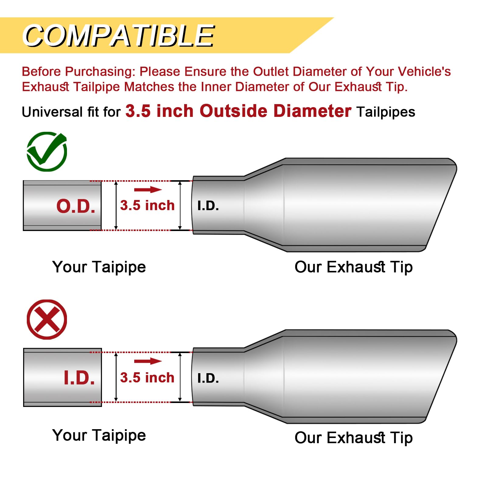 Vurkcy bolt-on exhaust tip for easy, tool-free installation.