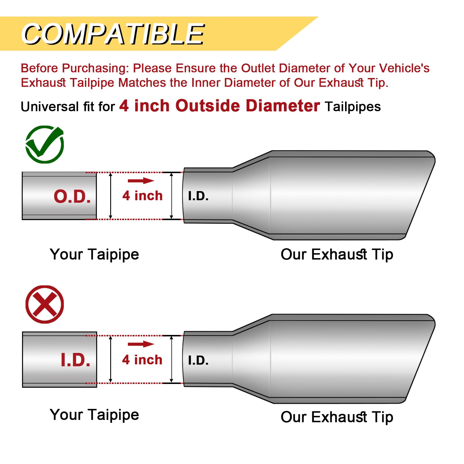 Vurkcy bolt-on exhaust tip installation is tool-friendly and quick.