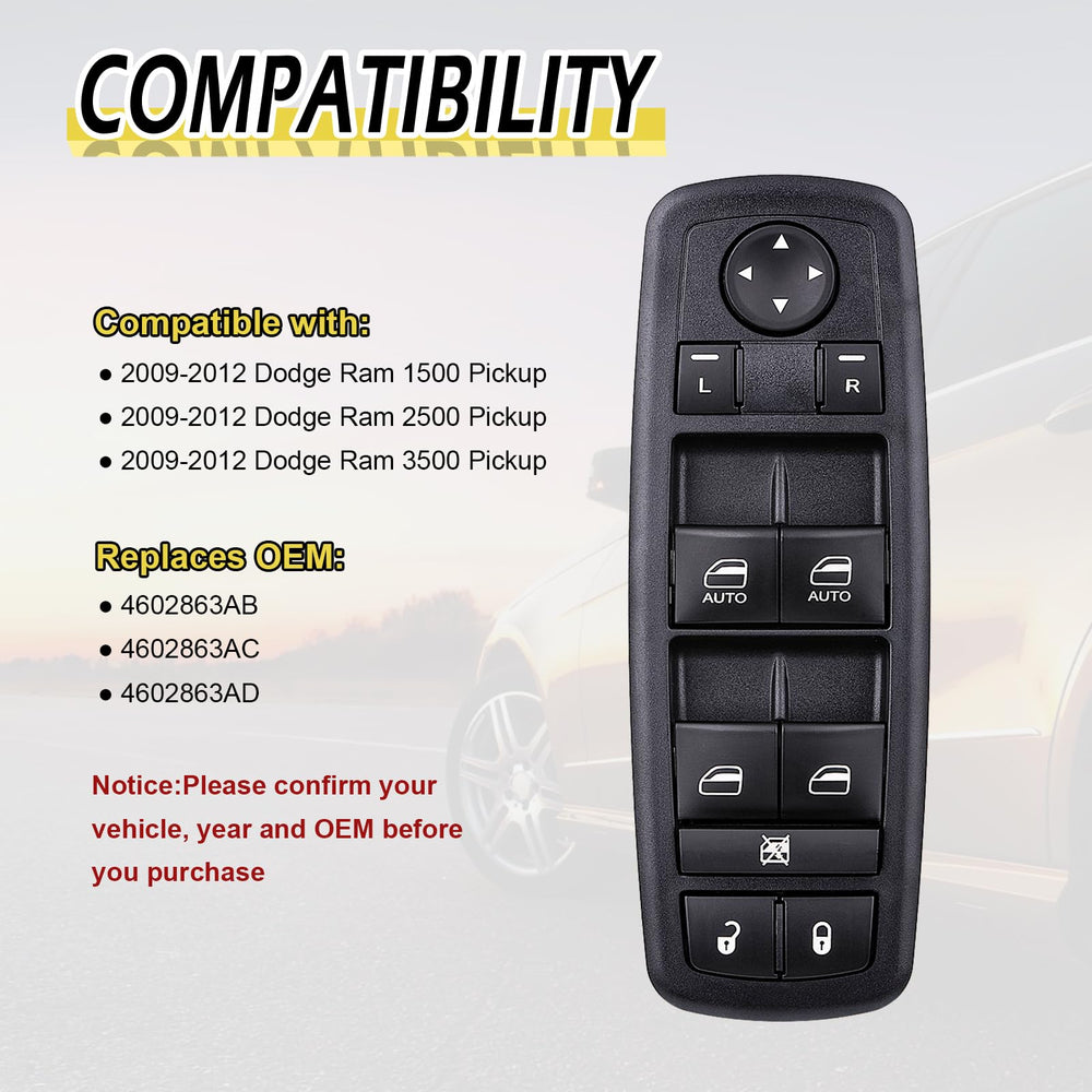 Vurkcy door lock control button for Dodge Ram 2009-2012 simplifies access.