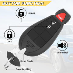 Vurkcy entry remote for Chrysler Town and Country 2008-2018, front view, practical replacement.