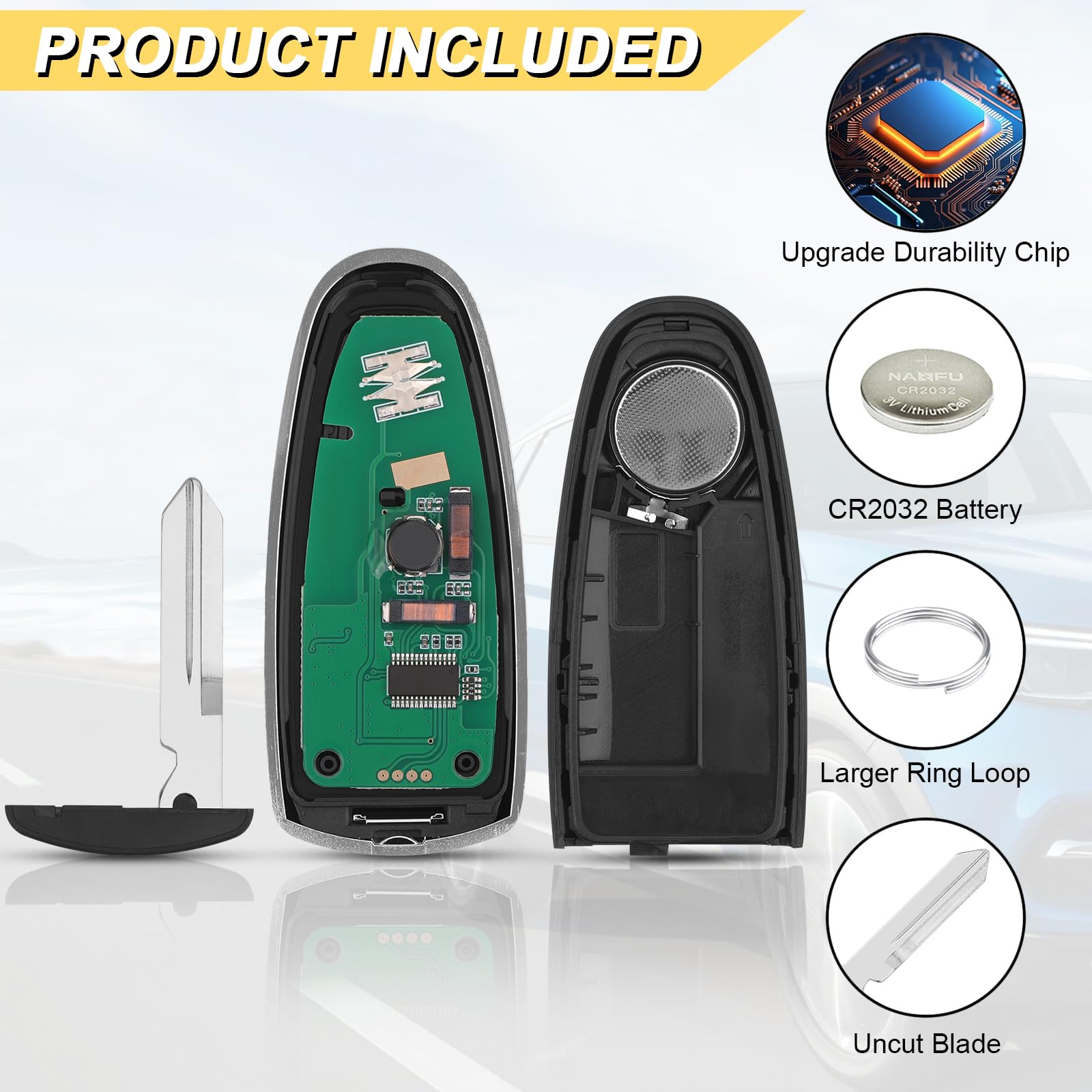 Vurkcy Ford Expedition key fob with pre-installed battery and case.