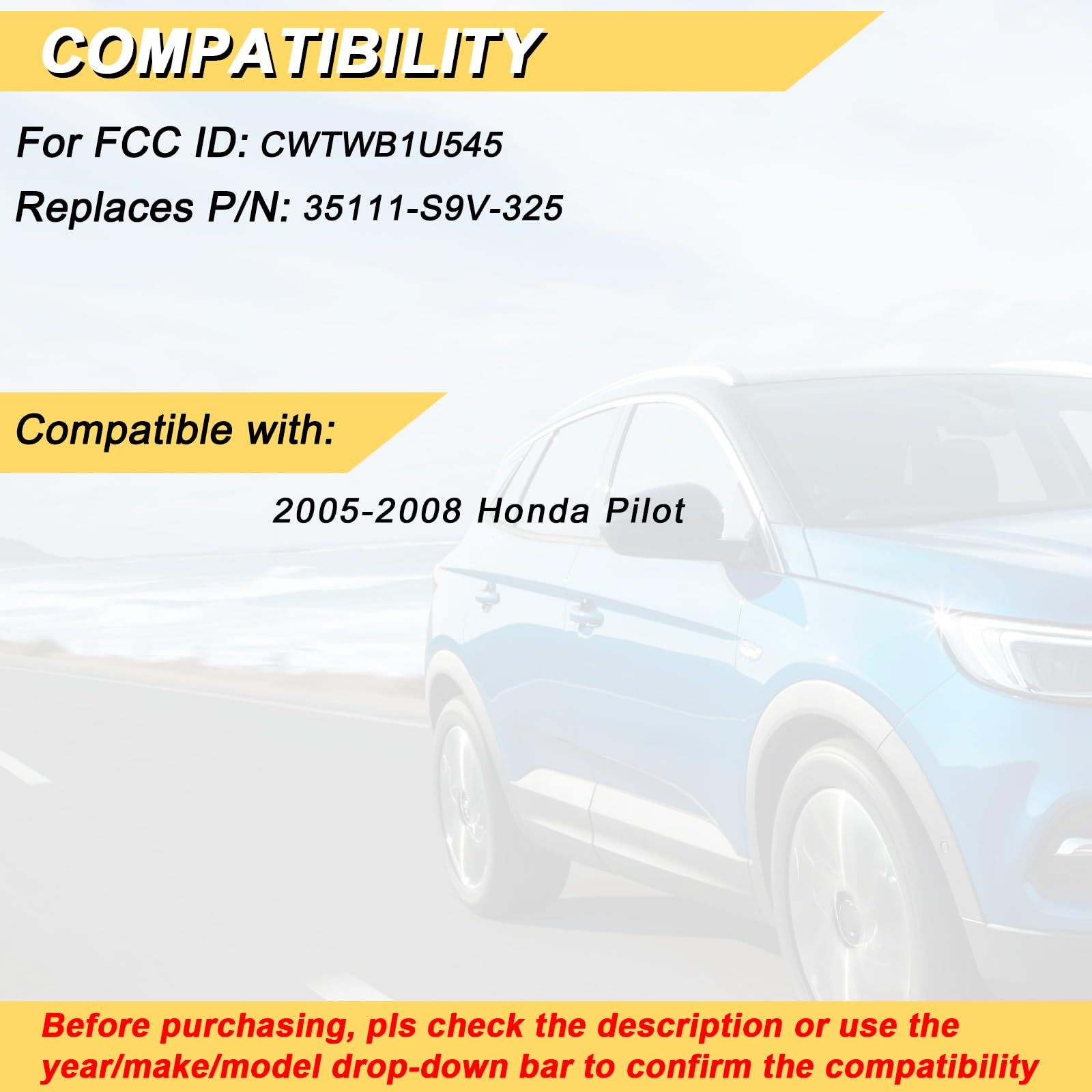 Vurkcy Honda Pilot fob rear view, compact OEM-style shell