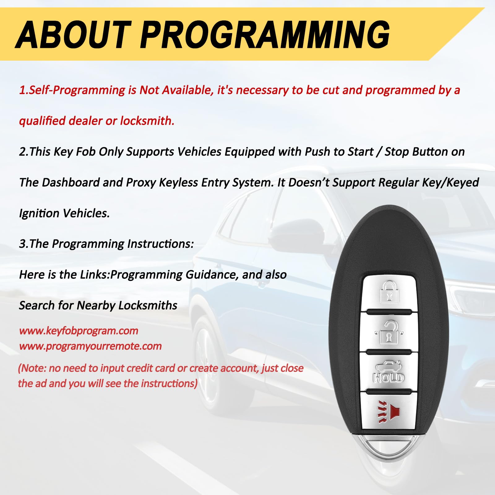 Vurkcy Infiniti FX50 key fob replacement with two remotes and compatible features