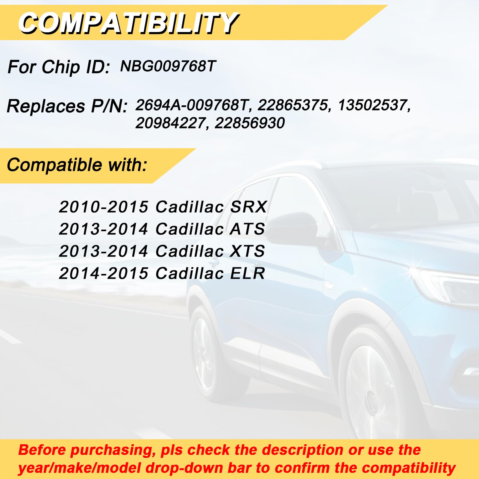 Vurkcy Cadillac ATS/XTS key fob replacement for 2013-2014 models