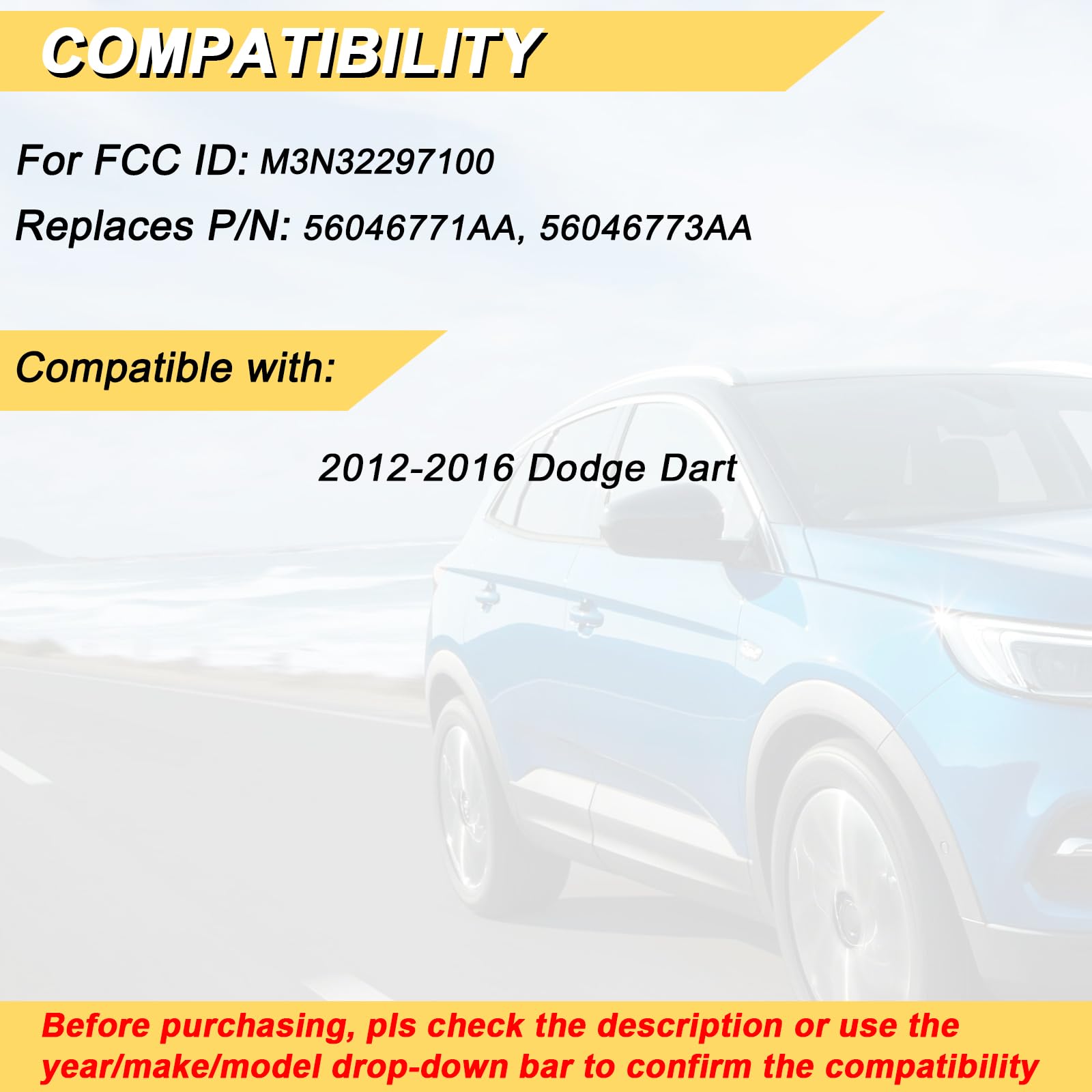 Vurkcy Dodge Dart key fob back view showing button layout.