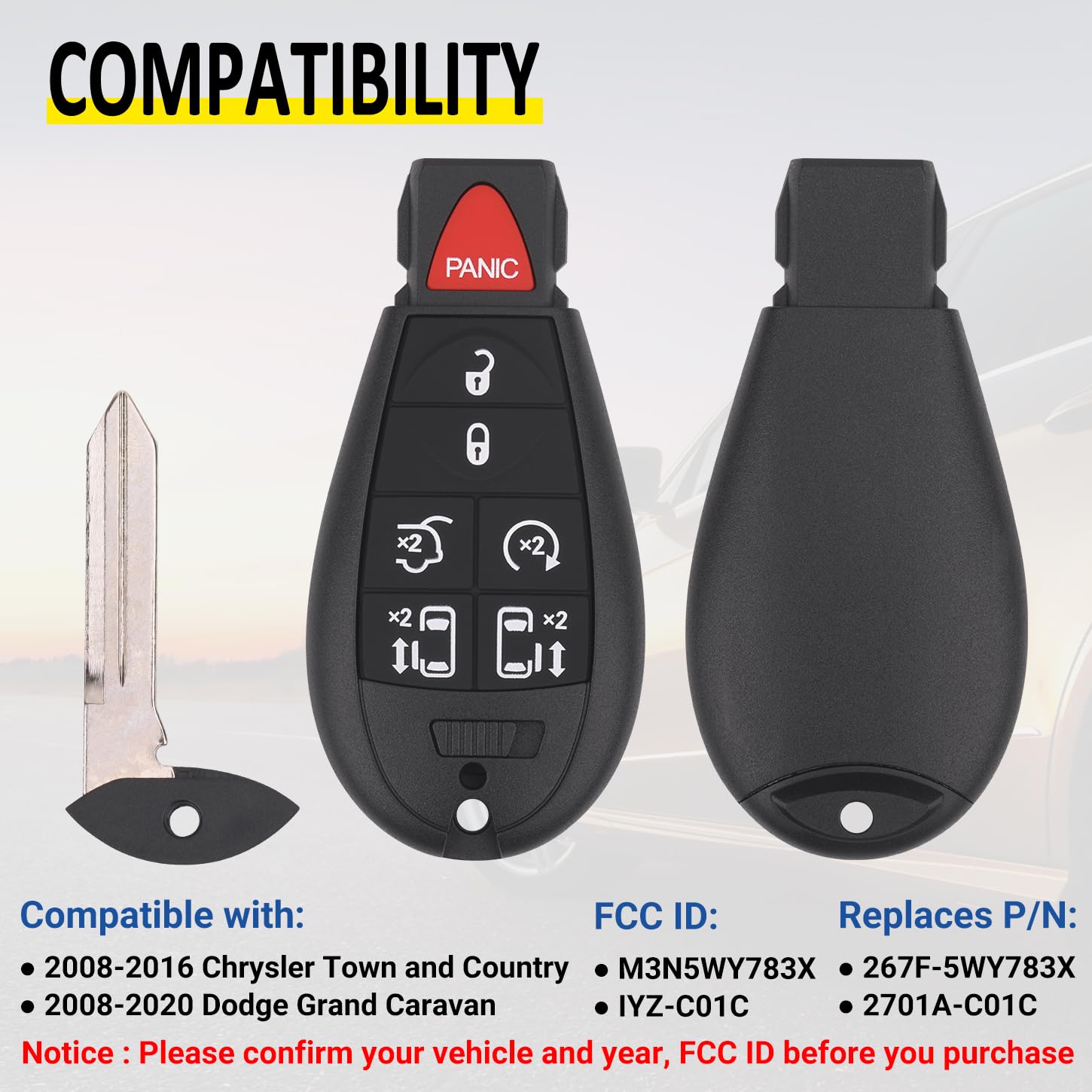 Vurkcy seven-button remote for Grand Caravan versatile control