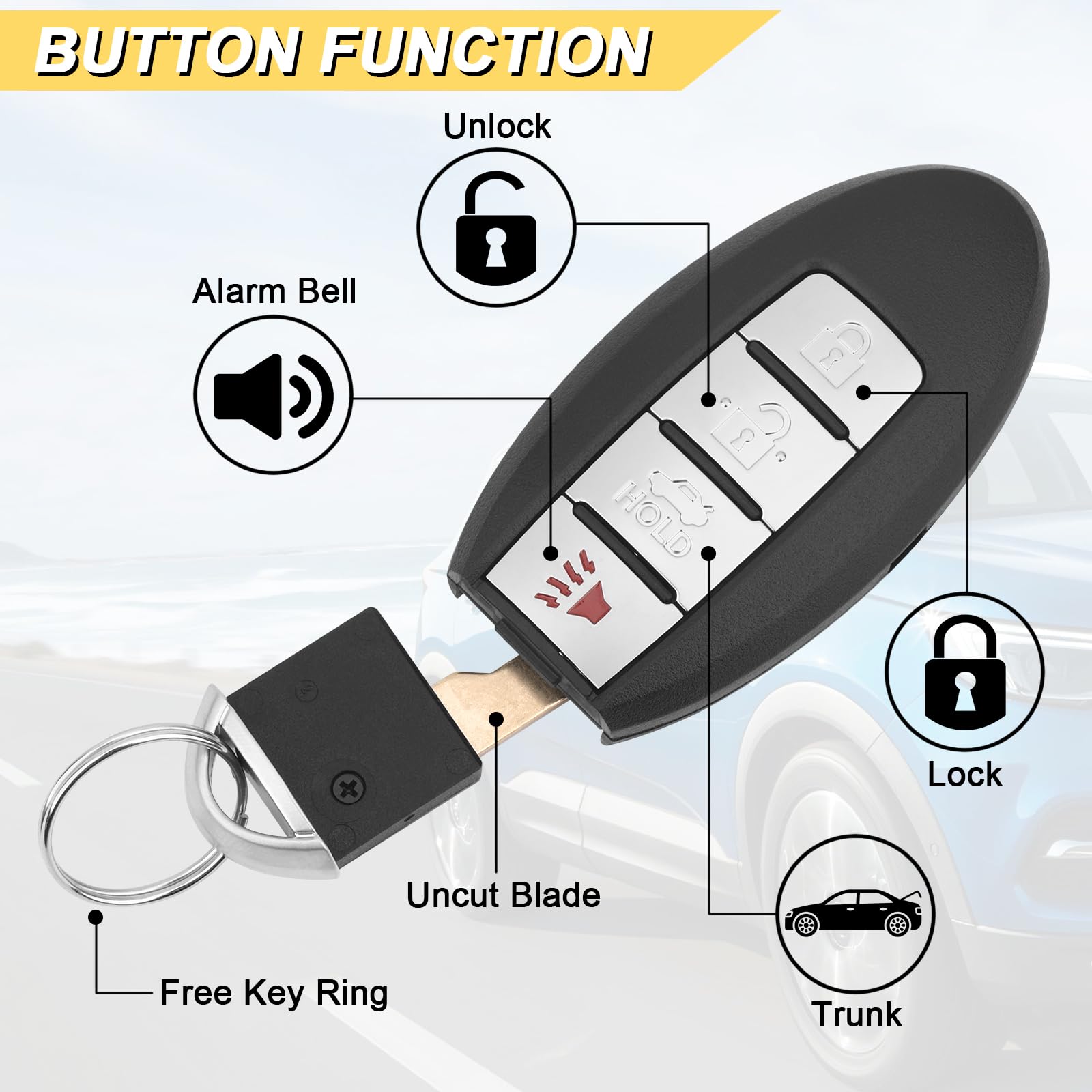 Vurkcy key fob for Infiniti FX35 2009-2012 with reliable remote features.