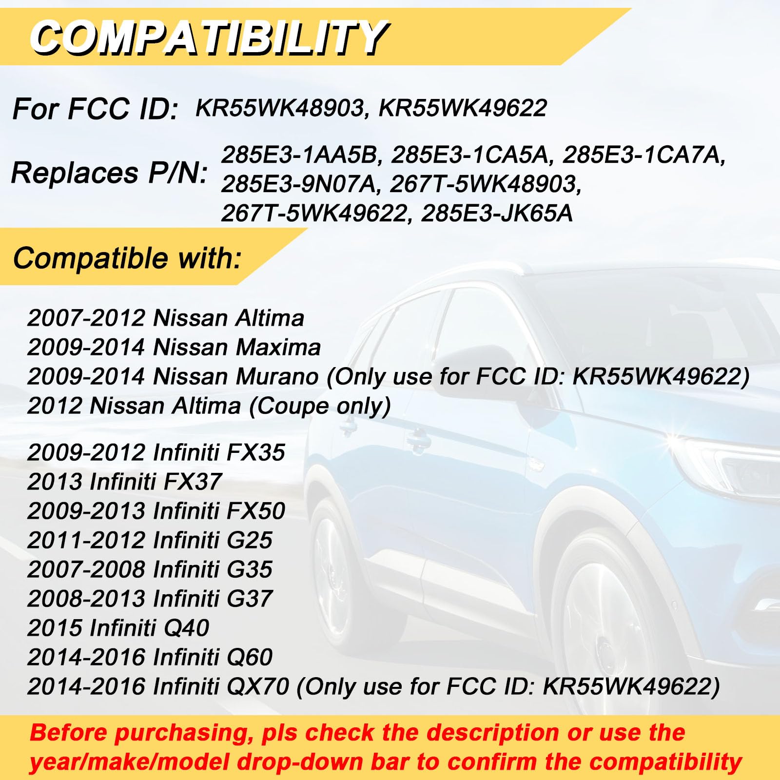 Vurkcy key fob for Nissan Murano 2009-2014 enabling quick entry.