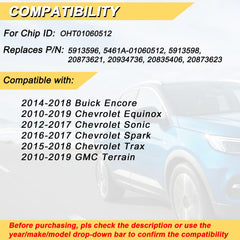 Vurkcy key fob replacement for Chevrolet Equinox back view, pre-installed battery included