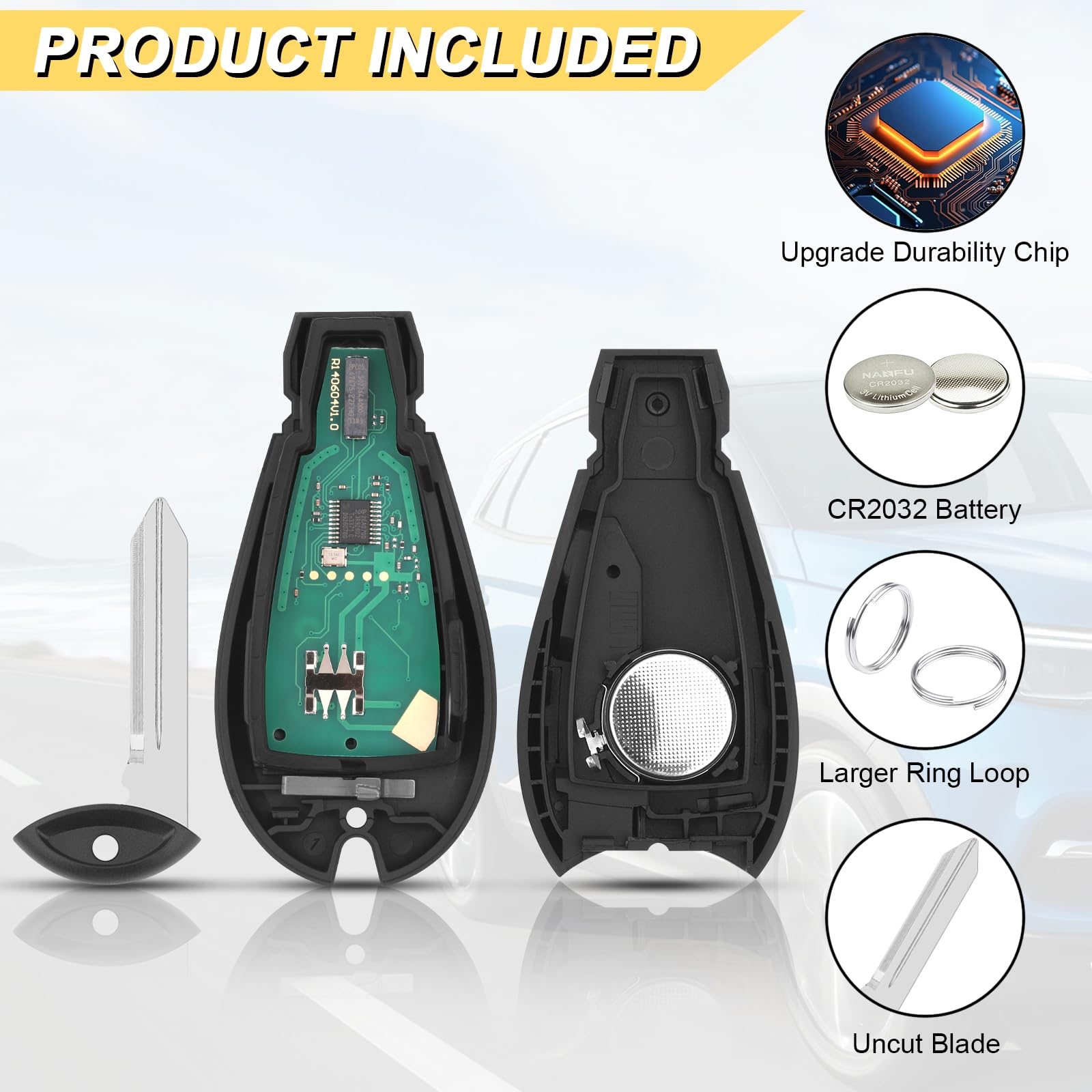 Vurkcy key fob replacement for Chrysler Town Country remote, two remotes included.