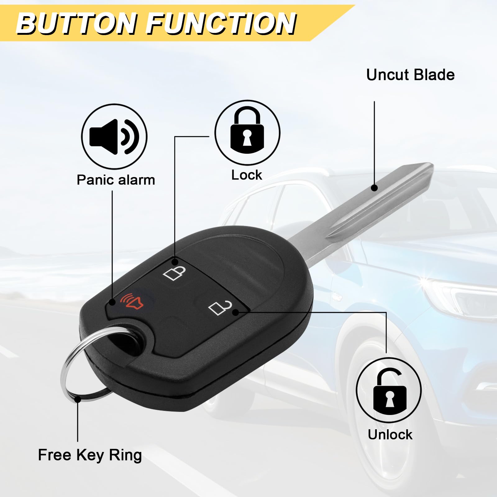 Vurkcy key fob for Escape with durable plastic and smooth button actions.