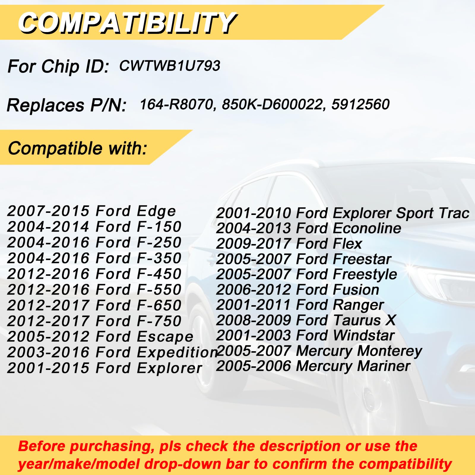 Vurkcy replacement fob for Ford F250/F350 with quick programming and sturdy build.