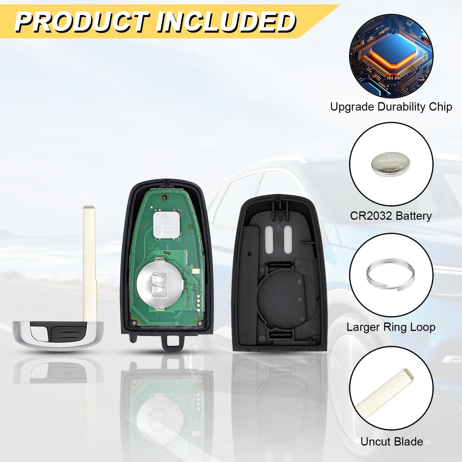 Vurkcy key fob for Ford Edge - front view, reliable performance.