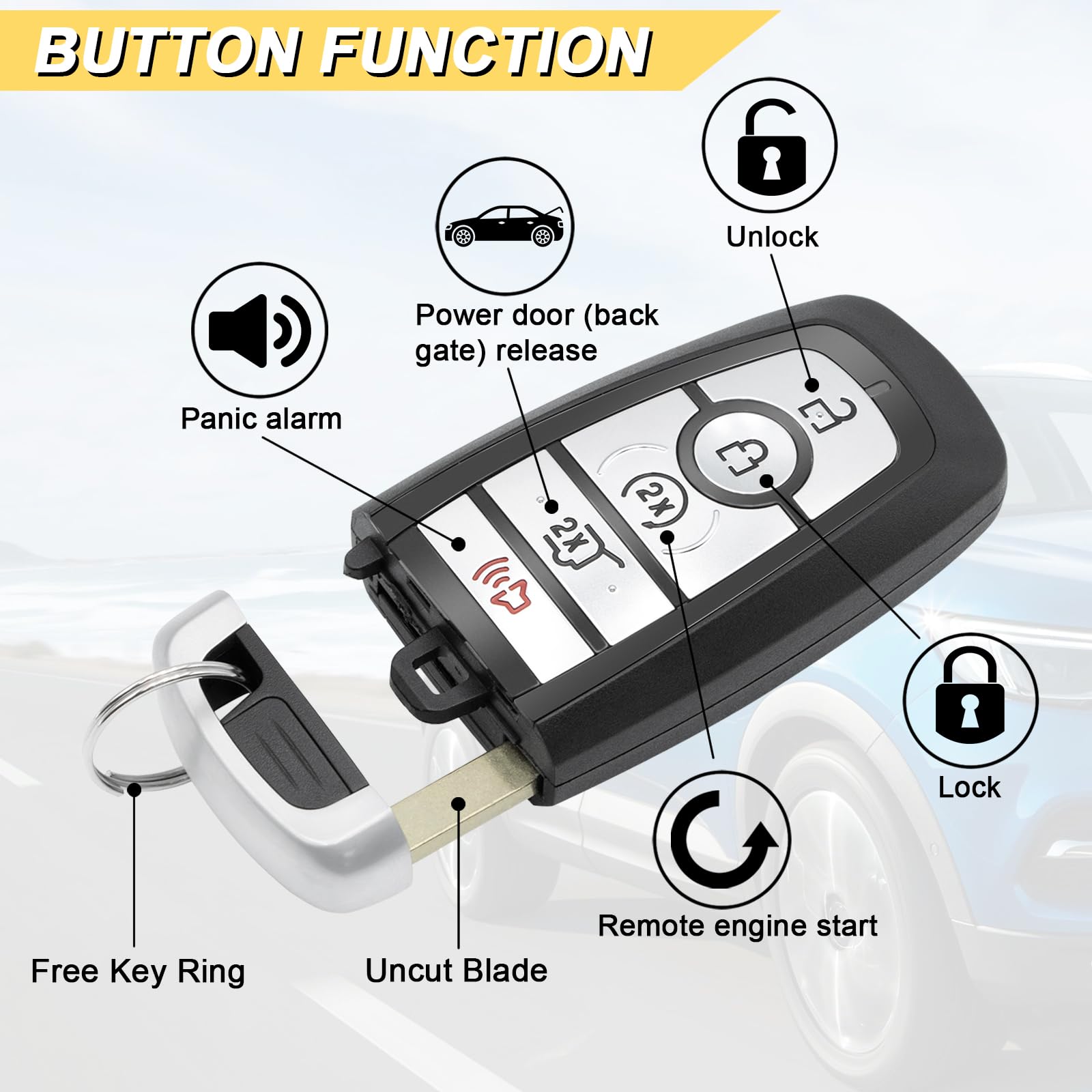 Vurkcy key fob for Ford Expedition - side view, rugged reliability.