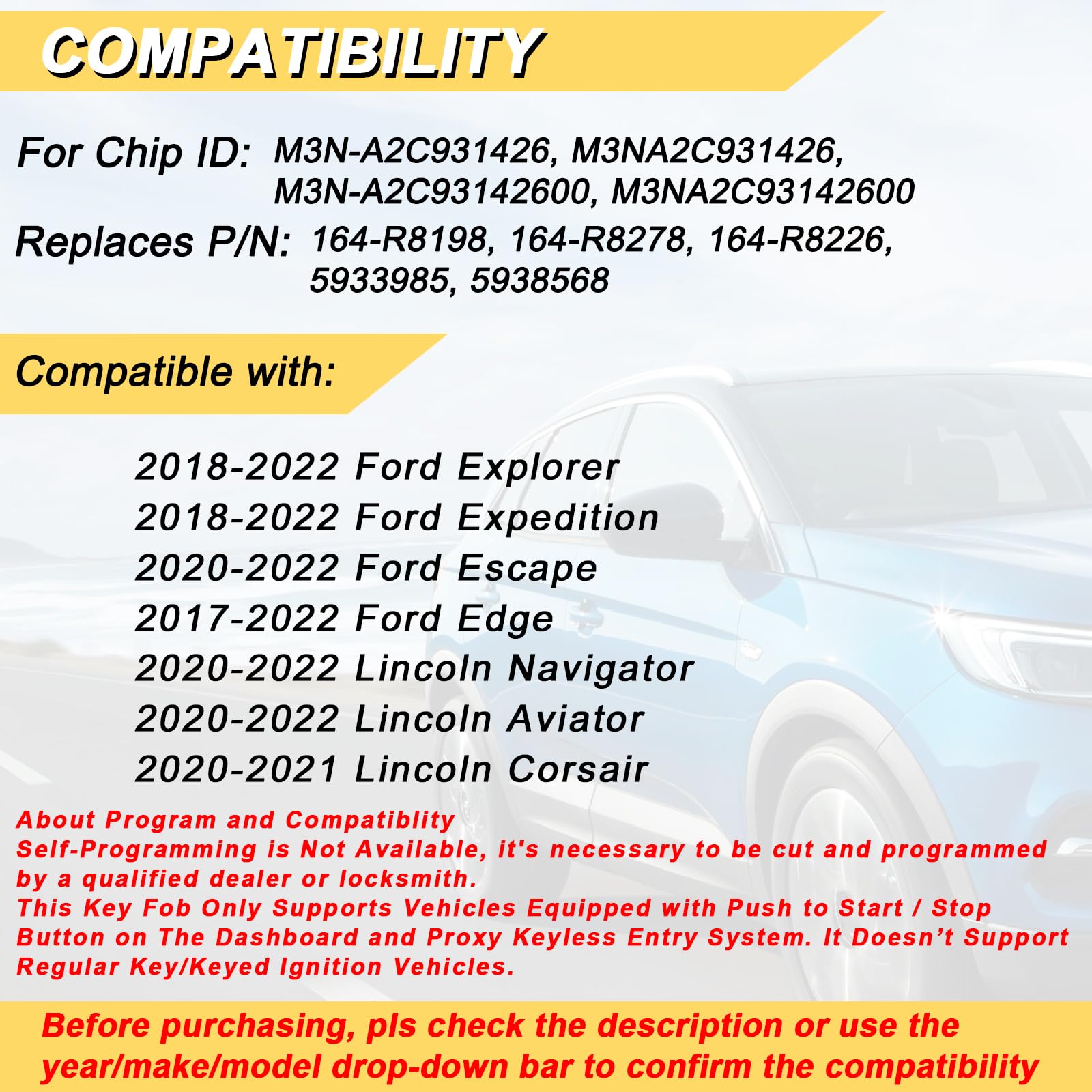 Vurkcy key fob for Ford Explorer - buttons close-up, tactile control.