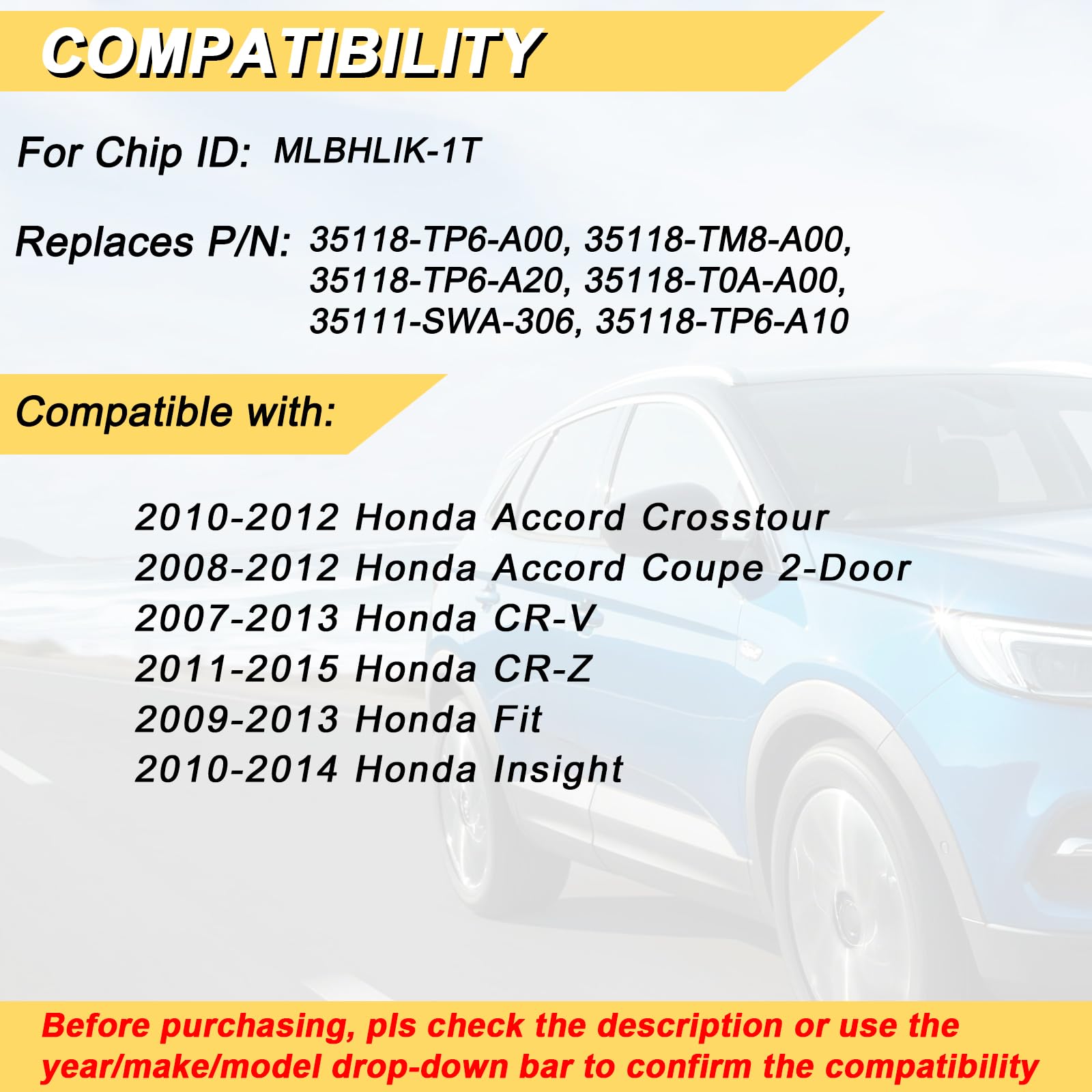 Vurkcy Honda Accord replacement key fob buttons close-up for quick access