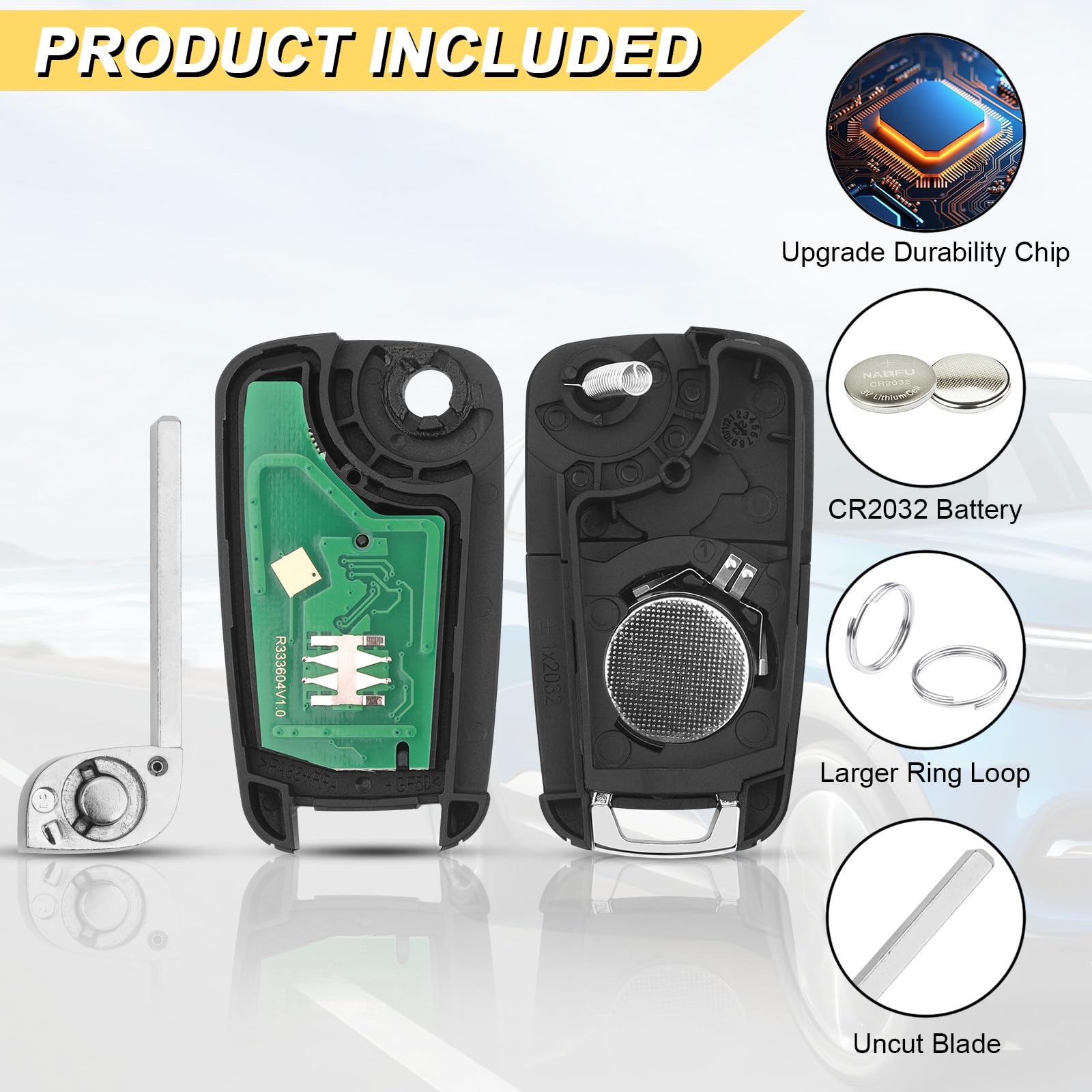 Vurkcy key fob replacement packaging box with two remotes included.