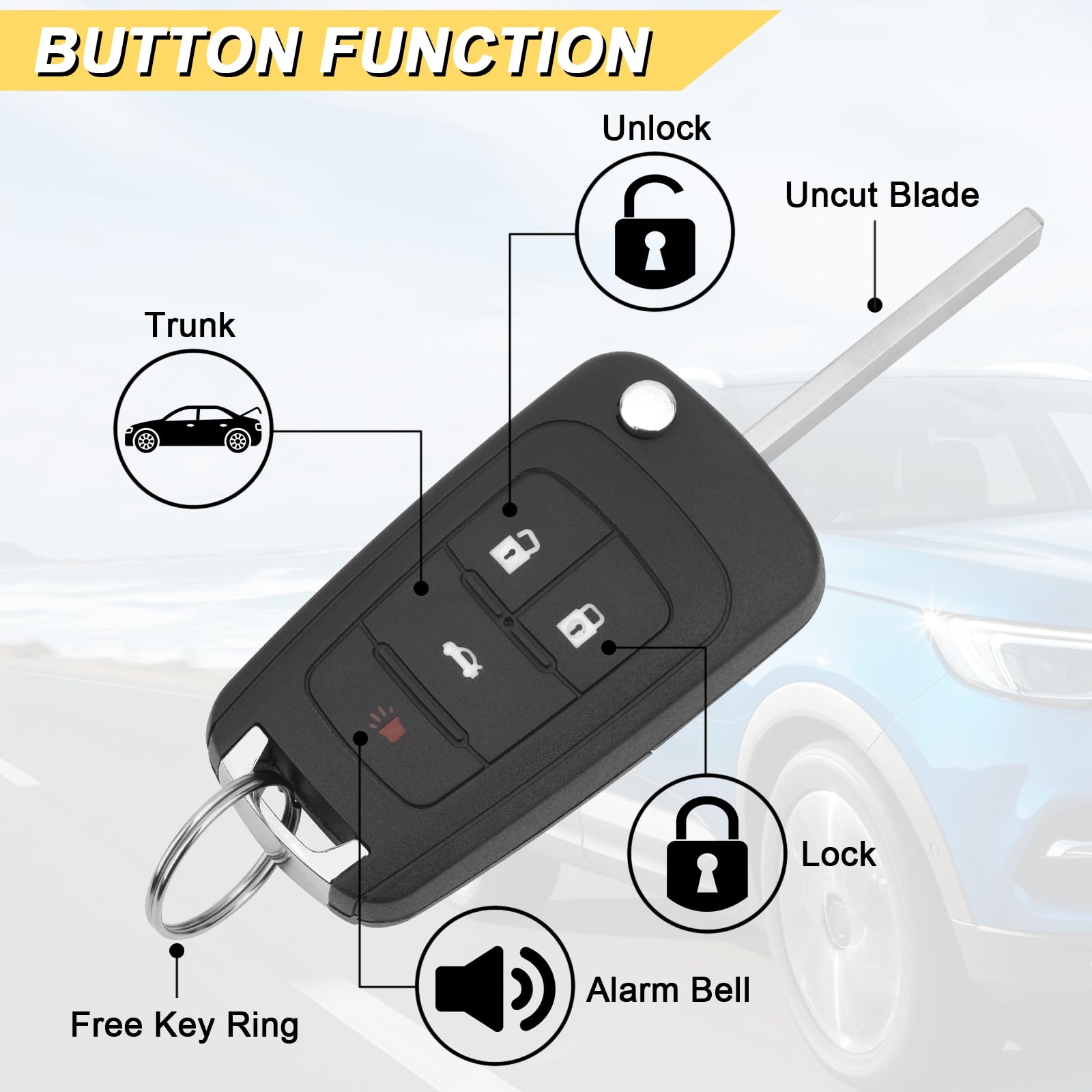 Vurkcy key fob replacement side profile highlights durable plastic housing.